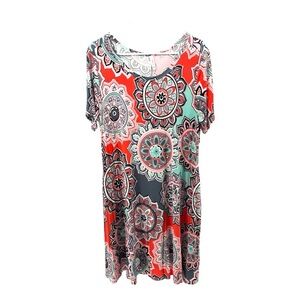 Korsis | 2XL Paisley Print Shift‎ Dress Geo